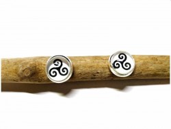 Silver Earrings, Modern triskelion spiral Celtic jewel