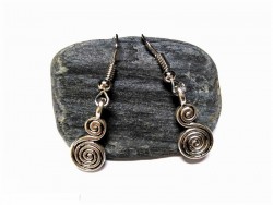 Silver (hook) Earrings, Double spiral silver pendant Celtic jewel earring