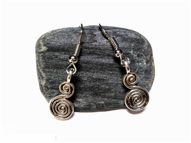 Boucles d'oreilles (crochet) Double spirale bijou celtique boucle d'oreille celte argent