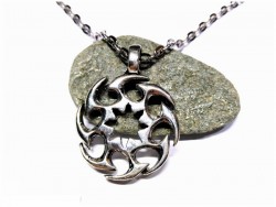 Collier argent, pendentif paganisme Roue solaire viking argent