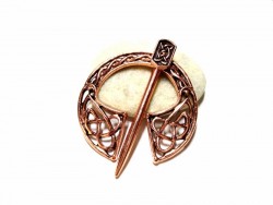 Copper Celtic penannular fibula brooch with knotworks Celts Viking jewel medieval outfit art accessory artifact ethnic art