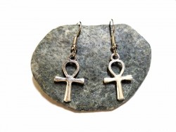 Silver (hook) Earrings, Ankh / Cross of Life silver pendant Egypt jewel earring