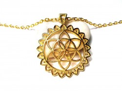 Collier + pendentif Graine de vie bijou spiritualité doré géométrie sacrée bijoux yoga boho chic méditation énergie