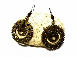Bronze Earrings, Steampunk gears pendants steampunk jewel earring cosplay victorian handmade steampunkfashion engineering