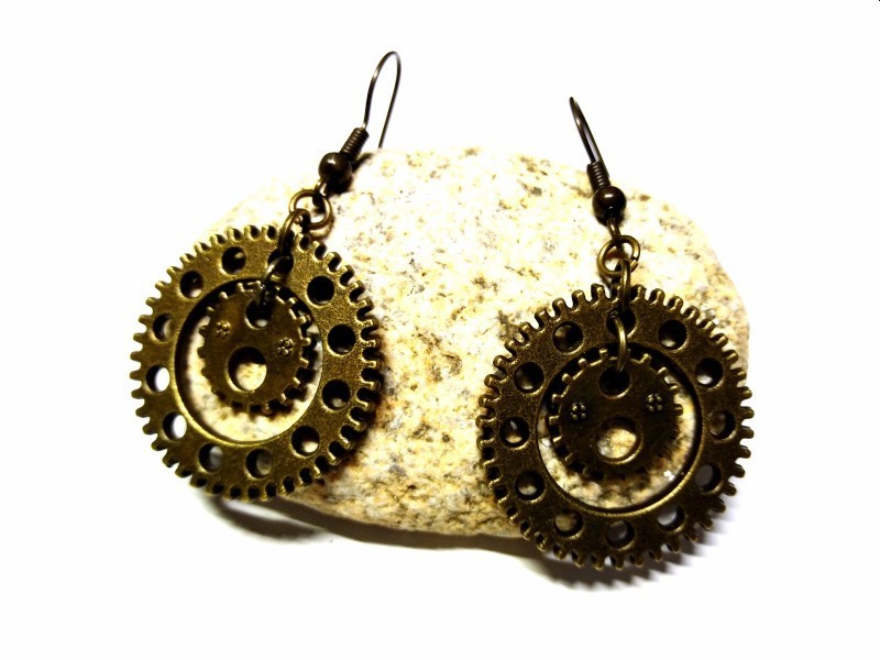 Boucles d'oreilles, pendentifs steampunk engrenages bijou steampunk boucle d'oreille mode steampunkstyle fashion fantasy