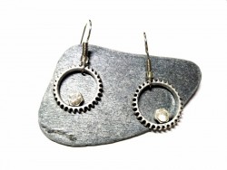 Silver Earrings, Steampunk gear with rhinestone pendants steampunk jewel earring cosplay victorian steampunkfashion