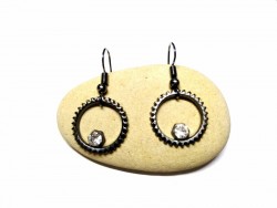 Gun metal Earrings, Steampunk gear with rhinestone pendants steampunk jewel earring cosplay victorian steampunkfashion
