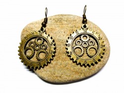 Bronze Earrings, Steampunk gear clock pendants steampunk jewel earring cosplay victorian steampunkfashion