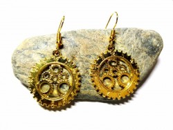 Gold Earrings, Steampunk gear clock pendants steampunk jewel earring cosplay victorian steampunkfashion
