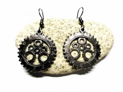 Gun metal Earrings, Steampunk gear clock pendants steampunk jewel earring cosplay victorian steampunkfashion