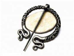 Fibula brooch - Tin Celtic penannular fibula brooch with snakes Celtic Viking jewel medieval accessory