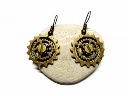 Bronze Earrings, Steampunk gear pendants steampunk jewel earring cosplay victorian handmade steampunkfashion engineering