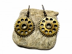 Bronze Earrings, Steampunk gear pendants steampunk jewel earring cosplay victorian steampunkfashion
