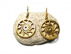 Gold Earrings, Steampunk gears pendants steampunk jewel earring cosplay victorian handmade steampunkfashion engineering