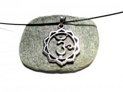 Necklace + pendant, 7th Chakra Sahasrara (mantra & yantra) silver yoga jewel crown violet meditation