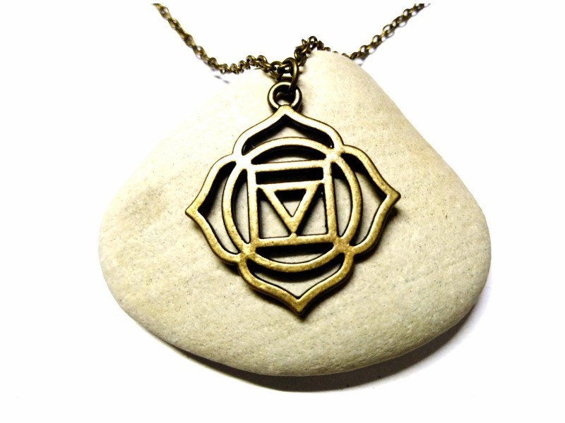 Necklace + pendant, 1st Chakra Muladhara (yantra) bronze yoga jewel root red meditation