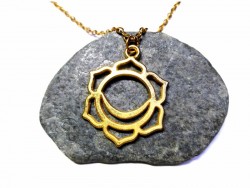 Necklace + pendant, 2nd Chakra Svadhishthana (yantra) golden yoga jewel sacral orange meditation