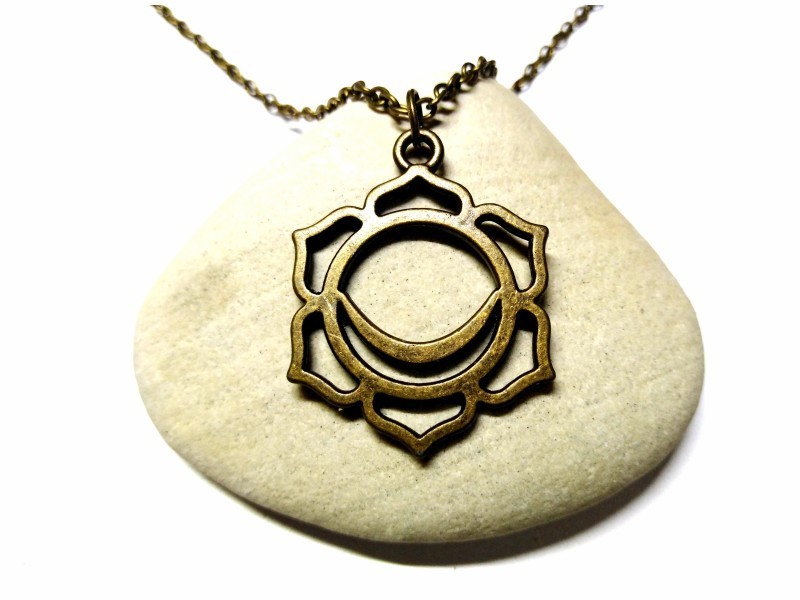 Necklace + pendant, 2nd Chakra Svadhishthana (yantra) bronze yoga jewel sacral orange meditation