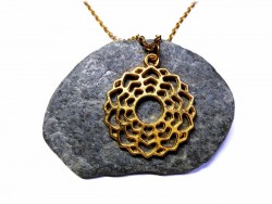 Necklace + pendant, 7th Chakra Sahasrara (yantra) golden yoga jewel crown violet meditation