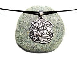 Necklace + pendant, Celtic or Viking horse knotworks silver Viking jewel norse paganism heathen pagan biker