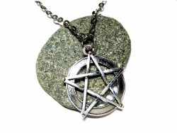 Collier + pendentif Pentagramme entrelacé argent bijou paganisme wicca sorcière amulette homme femme ado bijoux wiccan