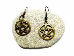 Antique Bronze Earrings, Pentagram in knotwork pendants paganism jewel wicca witch witchcraft amulet
