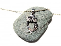 Collier & pendentif argent Chouette ou Hibou, bijou chouettes hiboux à Quimperlé, amulette pour femme sorcière wicca