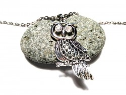 Necklace + pendant, Owl silver owls jewel wicca witch witchcraft pagan night