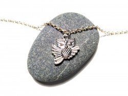 Collier et pendentif chouette ésotérique, symbole de clairvoyance pour percer les mystères et voir au-delà du voile.